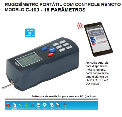 RUGOSÍMETRO PORTÁTIL DIGITAL – 16 Parâmetros