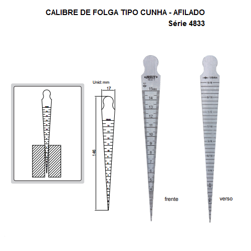 Calibre de Folga Cunha Afilado