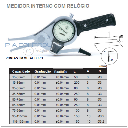 Medidor Interno Analógico com cabo