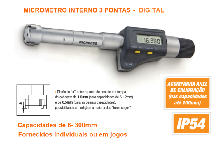Micrômetro Interno digital 3 pontas Digimess