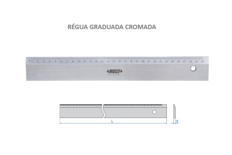 RÉGUA GRADUADA DE PRECISÃO EM AÇO CROMADA